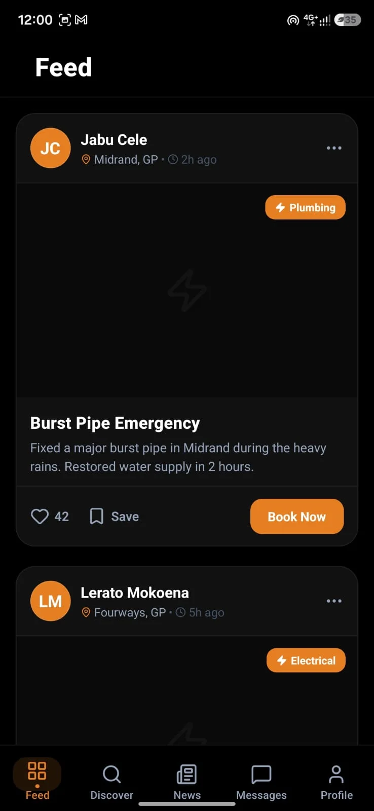Service Feed & Activity